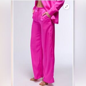 OPEN TO WHATEVER WIDE LEG SATIN TROUSER IN PINK - XL